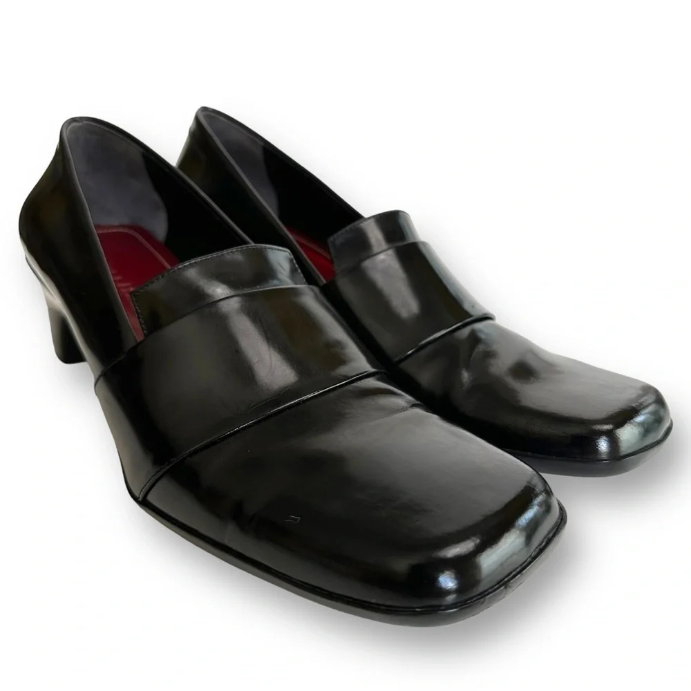 Cole Haan City Pump Women's  Black Leather Loafer Slip On Block Heel  Sz 9.5